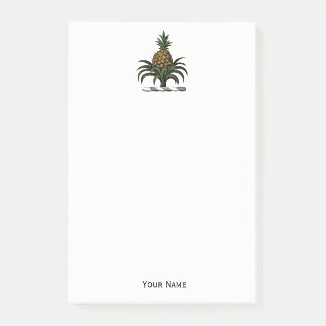 Preppy Heraldic Pineapple Crest Color WT Post-it Notes (Front)