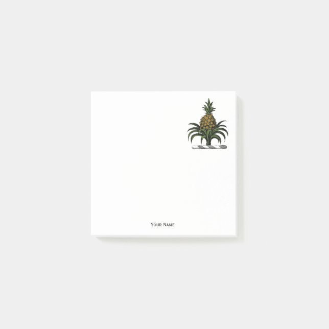 Preppy Heraldic Pineapple Crest Color WT Post-it Notes (Front)