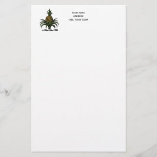 Preppy Heraldic Pineapple Crest Color WT Stationery