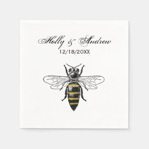 Preppy Heraldic Vintage Bee #2 Coat of Arms C Napkins