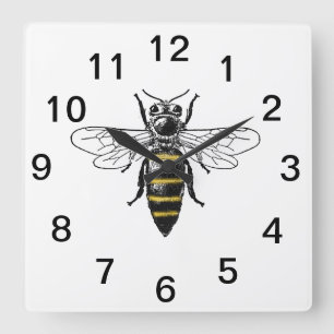 Preppy Heraldic Vintage Bee #2 Coat of Arms C Square Wall Clock