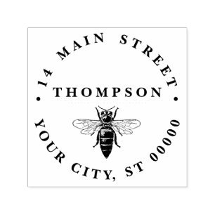Preppy Heraldic Vintage Bee #2 Name Address Self-inking Stamp