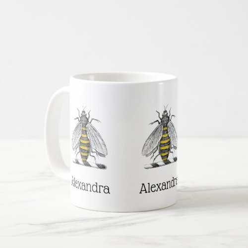 Preppy Heraldic Vintage Bee Coat of Arms Emblem C Coffee Mug