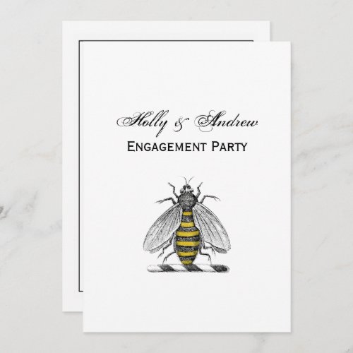 Preppy Heraldic Vintage Bee Coat of Arms Emblem C Invitation