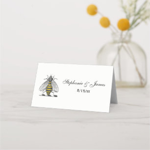 Preppy Heraldic Vintage Bee Coat of Arms Emblem C Place Card