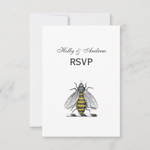 Preppy Heraldic Vintage Bee Coat of Arms Emblem C RSVP Card