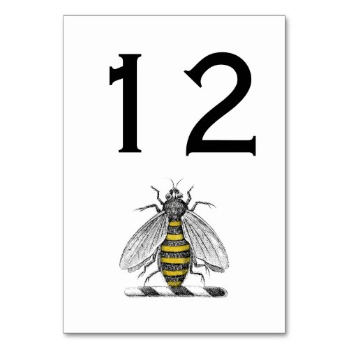 Preppy Heraldic Vintage Bee Coat of Arms Emblem C Table Number