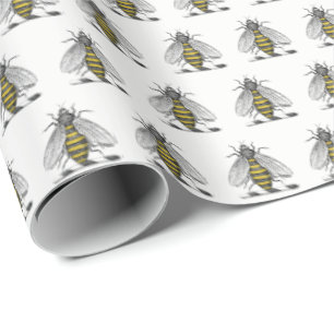 Preppy Heraldic Vintage Bee Coat of Arms Emblem C Wrapping Paper