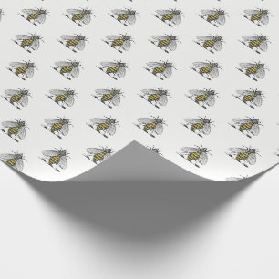 Preppy Heraldic Vintage Bee Coat of Arms Emblem C Wrapping Paper