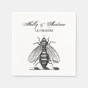 Preppy Heraldic Vintage Bee Coat of Arms Emblem Napkins
