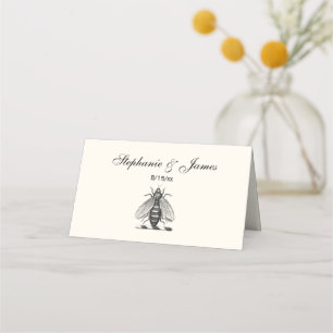 Preppy Heraldic Vintage Bee Coat of Arms Emblem Place Card