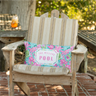 Preppy Hibiscus   Pool and Patio Lumbar Pillow
