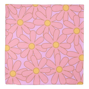 Preppy Hippie Pink Purple Flower Pattern Duvet Cover