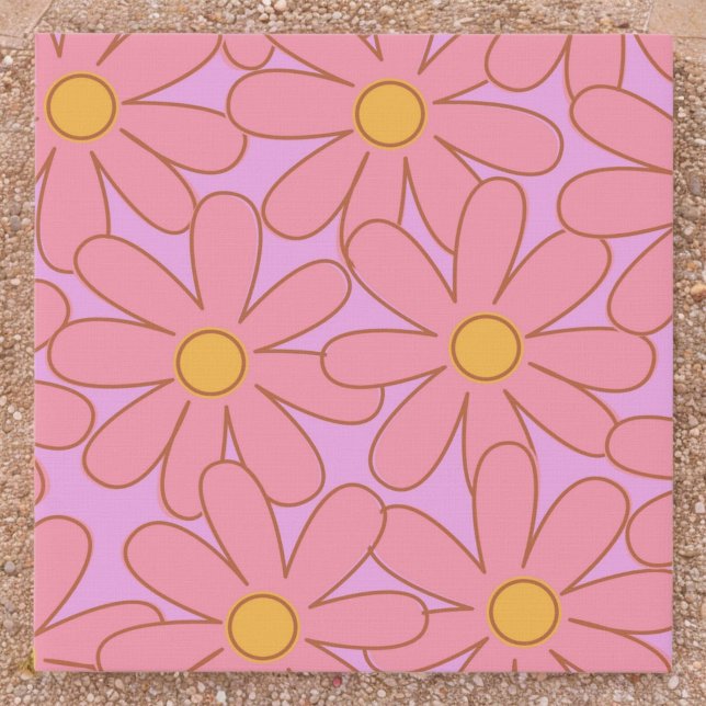 Preppy Hippie Pink Purple Flower Pattern Faux Canvas Print (Creator Uploaded)
