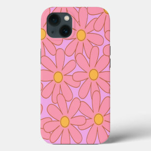 Preppy Hippie Pink Purple Flower Pattern iPhone 13 Case