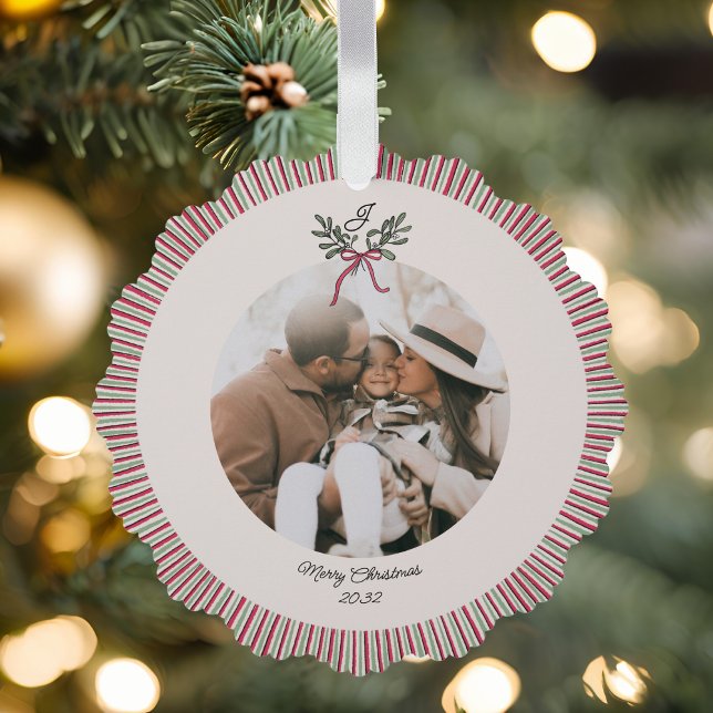 Preppy Holiday Paper Ornament with Photo  Card (Creator Uploaded)