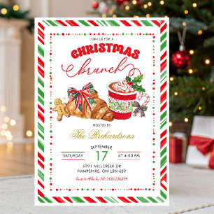 Preppy Holiday Pastries Christmas Brunch Party Invitation