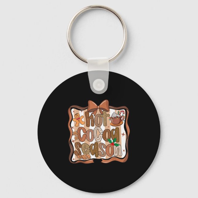 Preppy Hot Cocoa Season Cookie Gingerbread Bow Xma Keychain (Front)