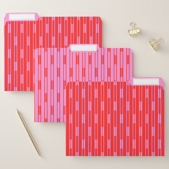 Preppy Hot Pink and Red Geometric Patterns File Folder (Set)