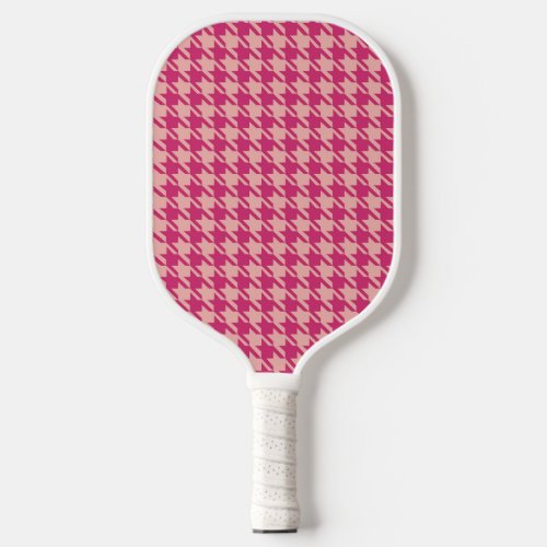 Preppy Hot Pink Houndstooth Monogrammed Name Pickleball Paddle