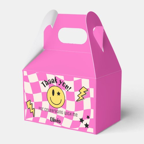 Preppy Hot Pink Y2K Retro Smile Birthday Favor Box