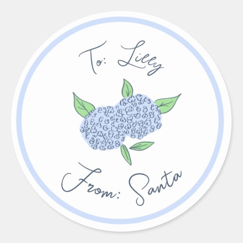 Preppy Hydrangea Christmas Custom Gift Tag Sticker