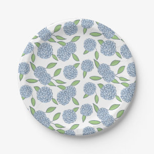 Preppy Hydrangea New England Wedding Paper Plates