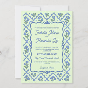 Preppy Hydrangea Trellis Wedding Invitation