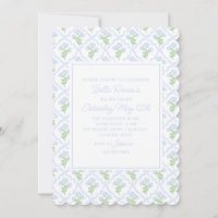 Preppy Hydrangea Watercolor Trellis Editable