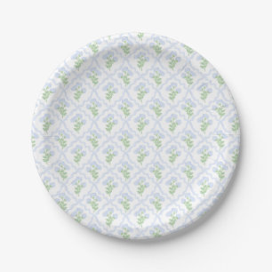 Preppy Hydrangea Watercolor Trellis Editable Paper Plates