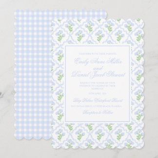 Preppy Hydrangea Watercolor Trellis Wedding Invitation