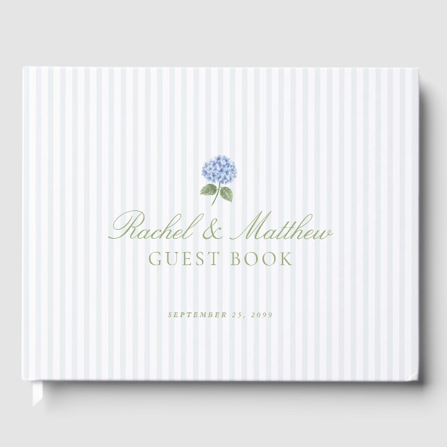 Preppy Hydrangea Wedding Guest Book (Front)