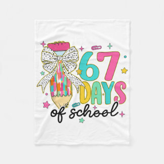 Preppy I Survived 67 Days Of School Pencil Coquett Fleece Blanket