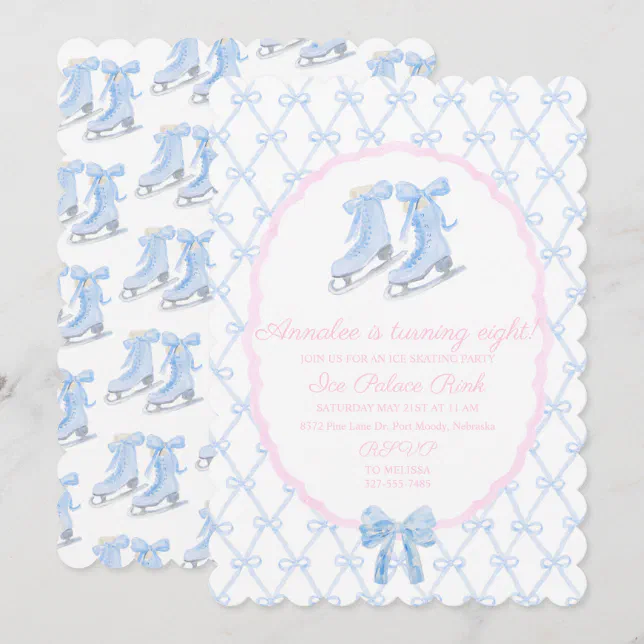 Preppy Ice Skating Party Ice Skates Invitation | Zazzle