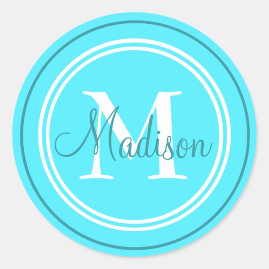 Preppy Initial Monogram And Name Classic Round Sticker | Zazzle.com