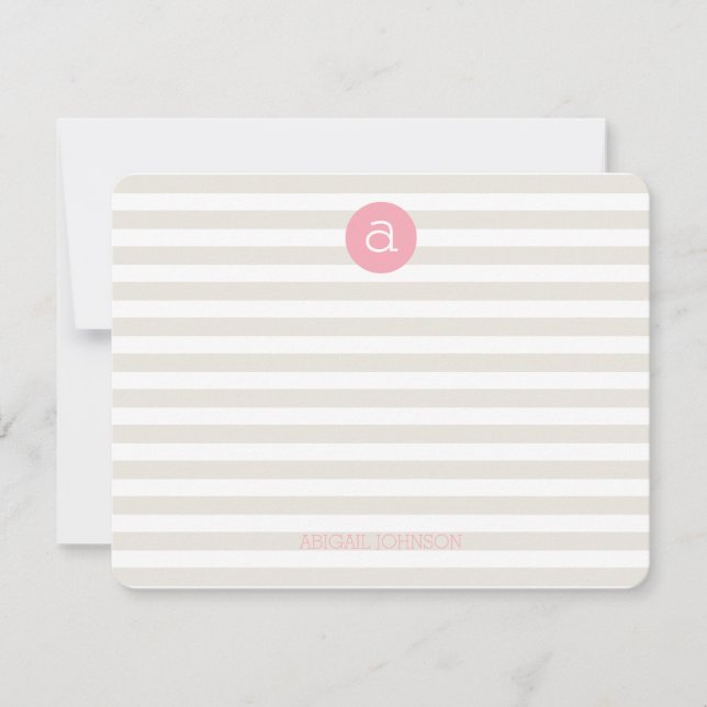 Preppy Initial Personalized Stationery Note Card (Front)