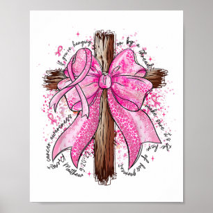 Preppy Jesus Nk Bow Cross Breast Cancer Awareness Poster