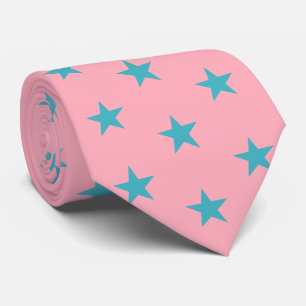 Preppy Jockey Silks Pink Blue Green Stars Derby Neck Tie