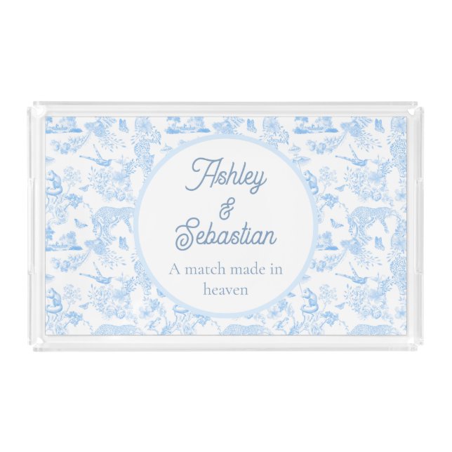 Preppy Jungle Chinoiserie Toile Acrylic Tray (Front)