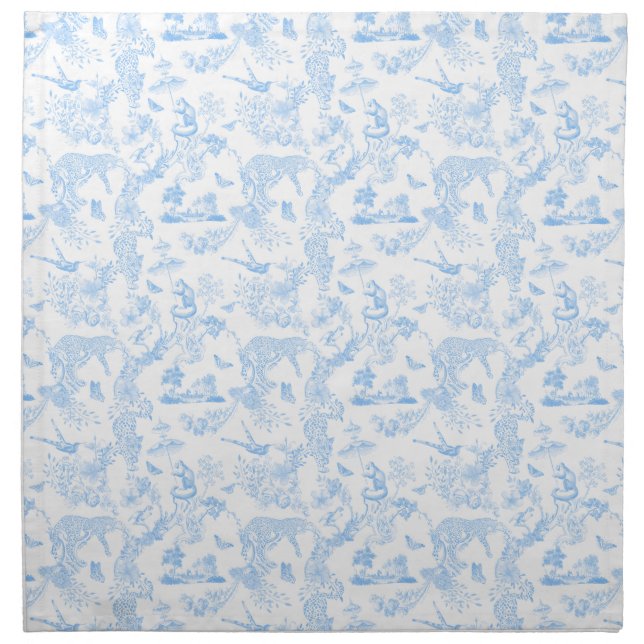 Preppy Jungle Chinoiserie Toile Cloth Napkin (Front)
