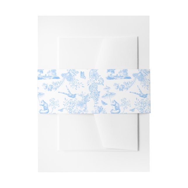 Preppy Jungle Chinoiserie Toile Invitation Belly Band (Front Example)