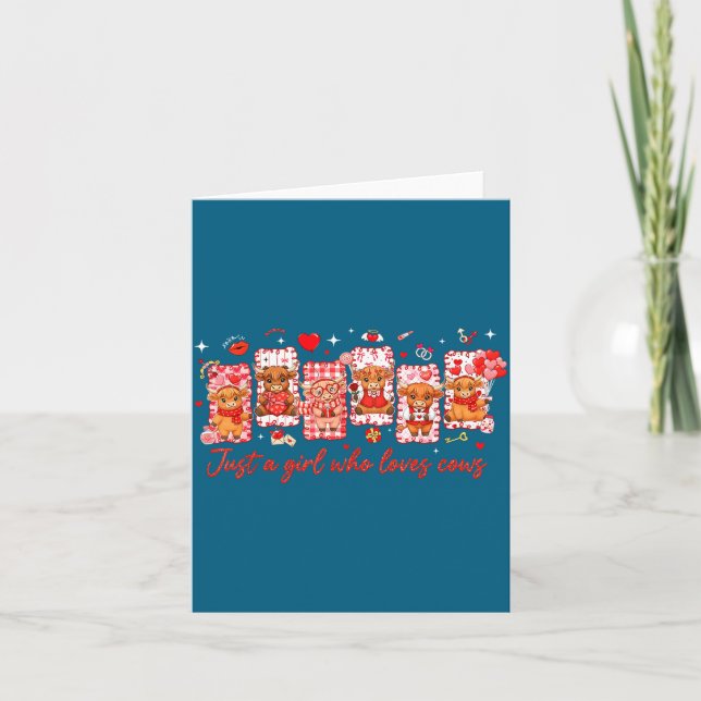 Preppy Just A Girl Who Loves Cows Valentines Day A Card (Front)