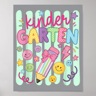 Preppy Kindergarten Back To School Pencil Student Poster