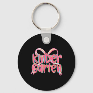 Preppy Kindergarten Coquette Bow Back To School Te Keychain