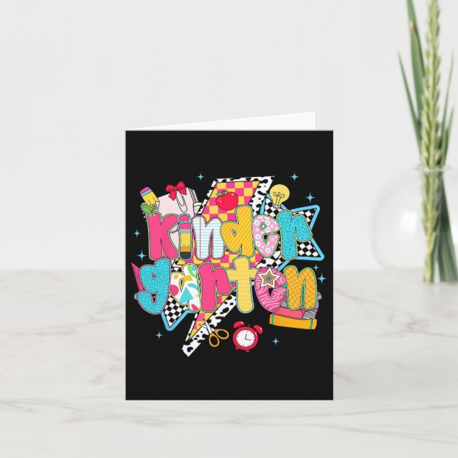 Preppy Kindergarten Dream Team Back To School Teac Card (Front)