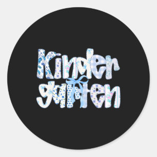 Preppy Kindergarten Teacher Team Bow Byck To Schoo Classic Round Sticker