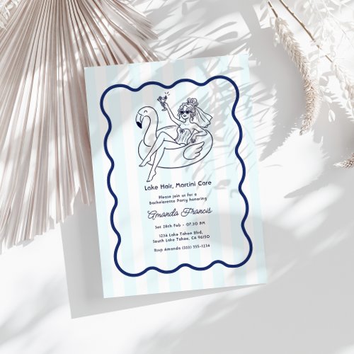 Preppy Lake Hair Martini Care Lake Bachelorette Invitation