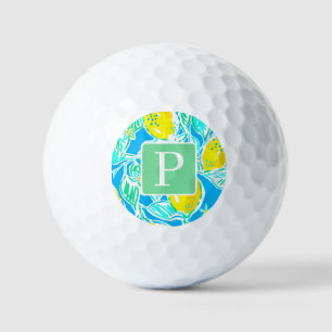 Preppy Lemon Pattern Initial Golf Balls