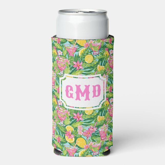 Preppy Lemon Tropical Cocktails | Monogram  Seltzer Can Cooler (Seltzer Front)