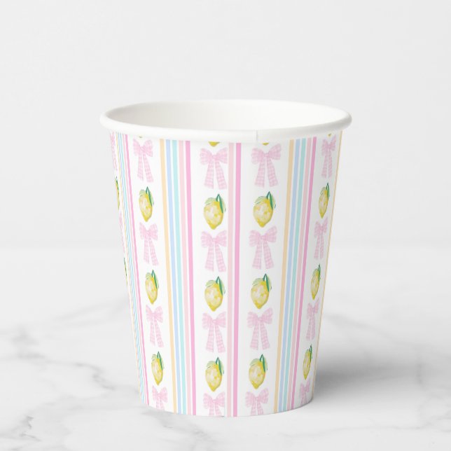 Preppy Lemons Stripes birthday  Paper Cups (Right)